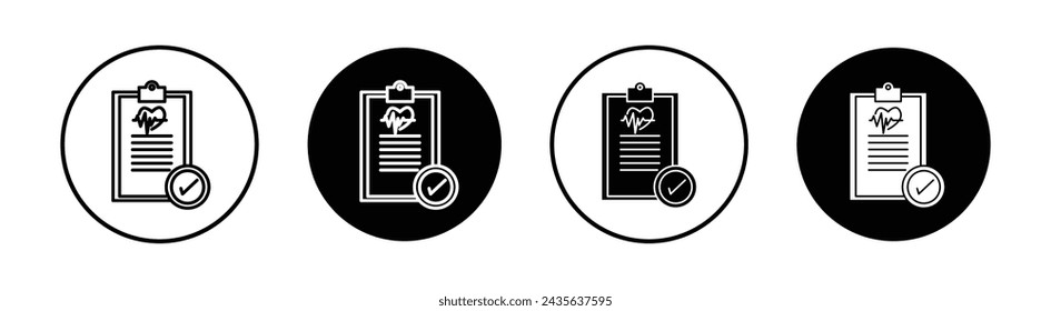 Conjunto de iconos de línea plana del informe de diagnóstico. Informe de diagnóstico Vector de ilustración de línea delgada