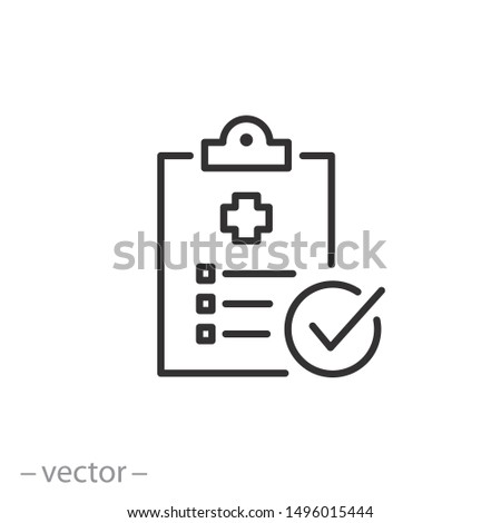 diagnosis report icon, medical file, thin line web symbol on white background - editable stroke vector illustration eps10