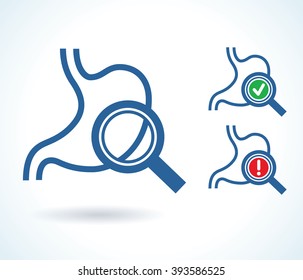 Diagnosis of stomach vector icon