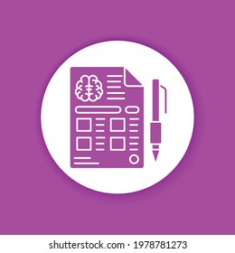 Diagnosis and treatment dementia color glyph icon. Medical clipboard. Health care concept. Sign for web page, mobile app, logo. Editable stroke