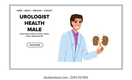 diagnosis urologist health man vector. medical patient, appointment young, practitioner care diagnosis urologist health man web flat cartoon illustration