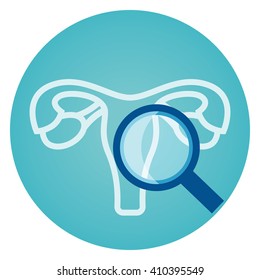 Diagnosis of uterus vector icon. The magnifier can be moved