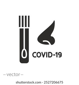 Diagnose Virus covid19, Nasentest Coronavirus Icon, Speichel oder Tupfer Kontrolle, Laboranalyse pcr, flache Vektorgrafik