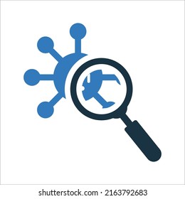 Diagnose, Virussymbol. Einfache bearbeitbare Vektorgrafik.