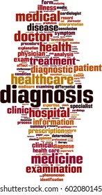 Diagnosis word cloud concept. Vector illustration