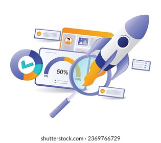 Diagnostic analysis business startup flat illustration concept
