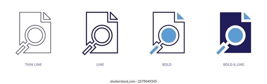 Diagnostic analysis icon in 4 different styles. Thin Line, Line, Bold, and Bold Line. Duotone style. Editable stroke.