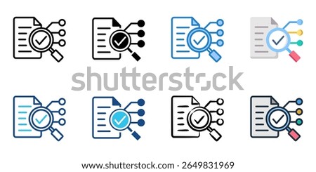 Diagnostic assessment icon set multiple style collection 
