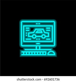 Diagnostic blue glowing neon ui ux icon. Glowing sign logo vector