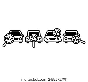 diagnostic car service check icon symbol sign vector design black white color simple modern flat illustration collection set isolated