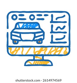 diagnostic computer car mechanic doodle icon sketch vector. diagnostic computer car mechanic sign. isolated symbol illustration