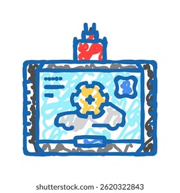 diagnóstico computador carro mecânico ícone doodle esboço vetor. diagnóstico carro mecânico sinal. símbolo isolado ilustração
