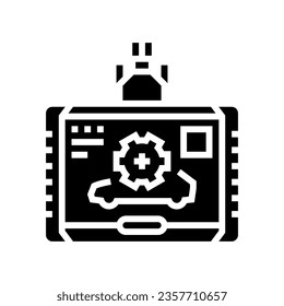 diagnostic computer car mechanic glyph icon vector. diagnostic computer car mechanic sign. isolated symbol illustration