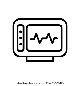 diagnostic computer icon illustration, health monitor. line style icon vector design.