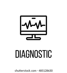 Diagnostic icon or logo in modern line style. High quality black outline pictogram for web site design and mobile apps. Vector illustration on a white background. 