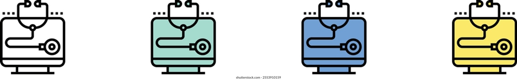 diagnostic icon. Outline, Green, Blue and Yellow Style Design Isolated On White Background