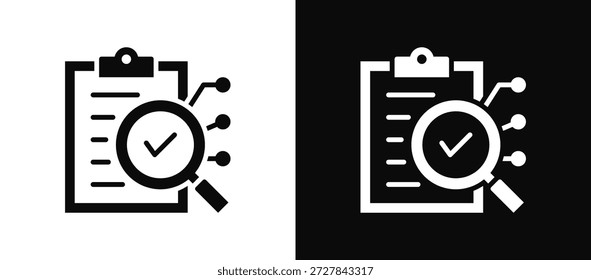 Conjunto de iconos de diagnóstico en blanco y negro
