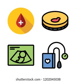 diagnostic icon set. vector set about ultrasonography, blood, tonometer and sample icons set.