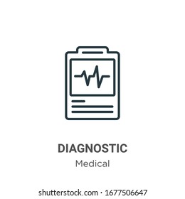 Diagnostic outline vector icon. Thin line black diagnostic icon, flat vector simple element illustration from editable medical concept isolated stroke on white background