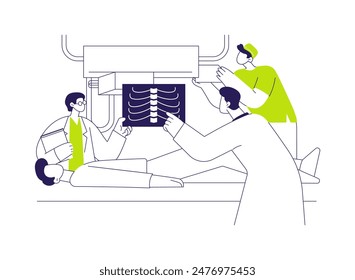 Diagnostic radiography abstract concept vector illustration. Group of hospital technicians deals with diagnostic radiography procedure, X Ray research, medical examination abstract metaphor.