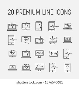 Diagnostic related vector icon set. Well-crafted sign in thin line style with editable stroke. Vector symbols isolated on a white background. Simple pictograms