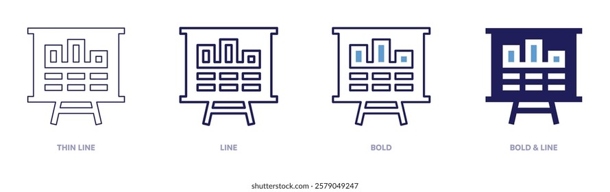 Diagnostic study icon in 4 different styles. Thin Line, Line, Bold, and Bold Line. Duotone style. Editable stroke.