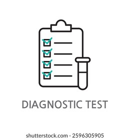 Diagnostic, diagnostic test icon. Editable check on white background, checklist linear illustration icon. EPS, PNG, JPG