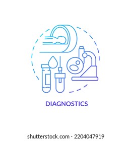Diagnostics blue gradient concept icon. Research and study. Pandemic preparedness clinical research abstract idea thin line illustration. Isolated outline drawing. Myriad Pro-Bold fonts used