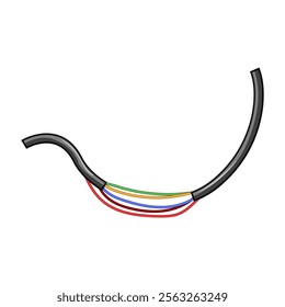 diagnostics broken cable cartoon. signal interference, continuity wiring, network outage diagnostics broken cable sign. isolated symbol vector illustration