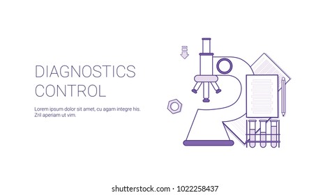 Diagnostics-Control Medicine Web Banner Template mit Copy Space Thin Line Vektorgrafik