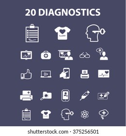 diagnósticos, iconos de tecnología médica
