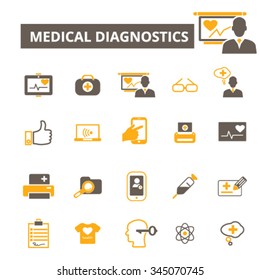 diagnostics, medical technology  icons, signs vector concept set for infographics, mobile, website, application
