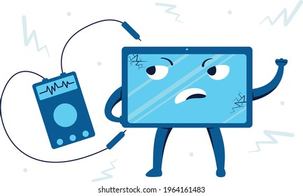 Diagnostics repair angry tablet with broken screen