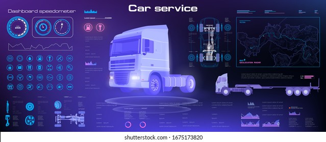 Diagnostics of the state of the truck chassis and the entire electronic control system. Analysis and diagnostics autonomous smart truck. Unmanned truck control system