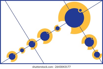 Diagonal abstract composition circles by von golden ratio
