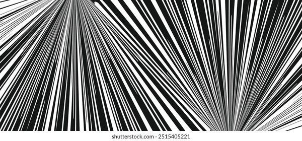 Diagonal abstract lines: Black and White Vector Art for Textile Prints, Explosive Burst illustration.