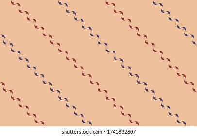 Diagonal of abstract pattern vector. Design waves red and blue on rose gold background. Design print for illustration, texture, textile, wallpaper, background. Set 3