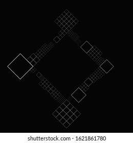 Diagonal abstract square blank badge border - geometrical black and white vector graphic design from squares