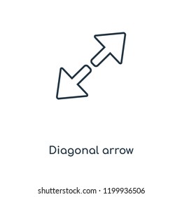 Diagonal arrow concept line icon. Linear Diagonal arrow concept outline symbol design. This simple element illustration can be used for web and mobile UI/UX.