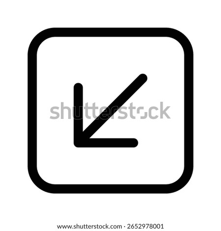 Diagonal arrow down left outline icon for direction and UI navigation.