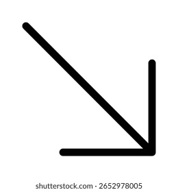 Seta diagonal ícone de contorno direito para direção e navegação de interface do usuário.
