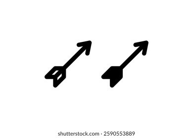 Diagonal arrow icon in outline and solid Vector