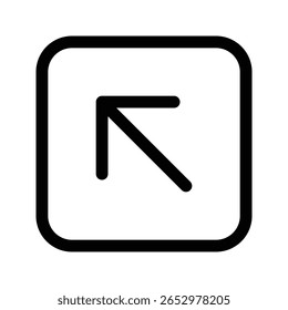 Diagonaler Pfeil nach links oben als Umrisssymbol für Richtung und UI-Navigation.
