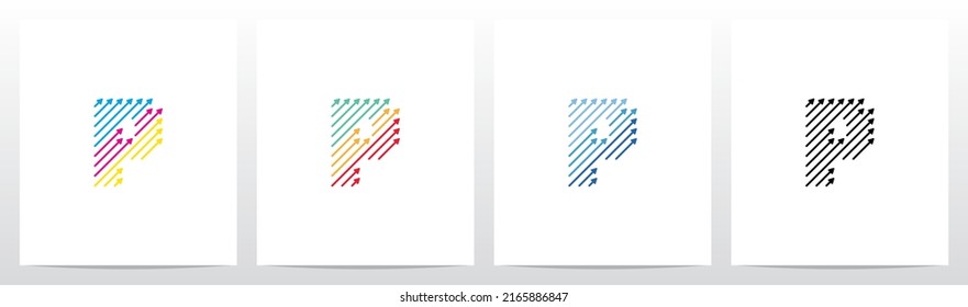 Diagonal Arrow Up Lines Letter Logo Design P