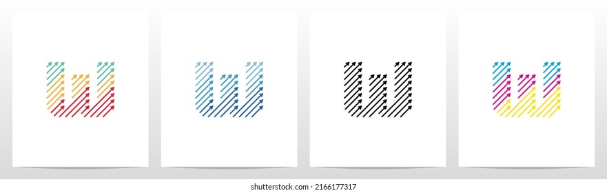 Diagonal Arrow Up Lines Letter Logo Design W