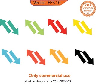 Diagonal arrow up, Vector of the diagonal arrows. Web icon set. Vector illustration isolated on transparent  background.