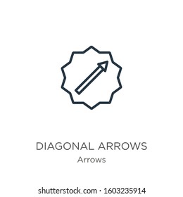 Diagonal arrows icon. Thin linear diagonal arrows outline icon isolated on white background from arrows collection. Line vector sign, symbol for web and mobile
