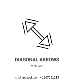 Diagonal arrows outline vector icon. Thin line black diagonal arrows icon, flat vector simple element illustration from editable arrows concept isolated on white background