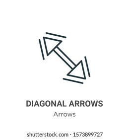 Diagonal arrows outline vector icon. Thin line black diagonal arrows icon, flat vector simple element illustration from editable arrows concept isolated on white background