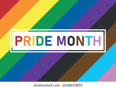 Diagonal background with LGBTQ+ pride color bars for Pride Month